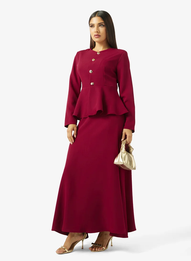 Khizana  Peplum Top & Skirt Set for Women | Best Price UAE